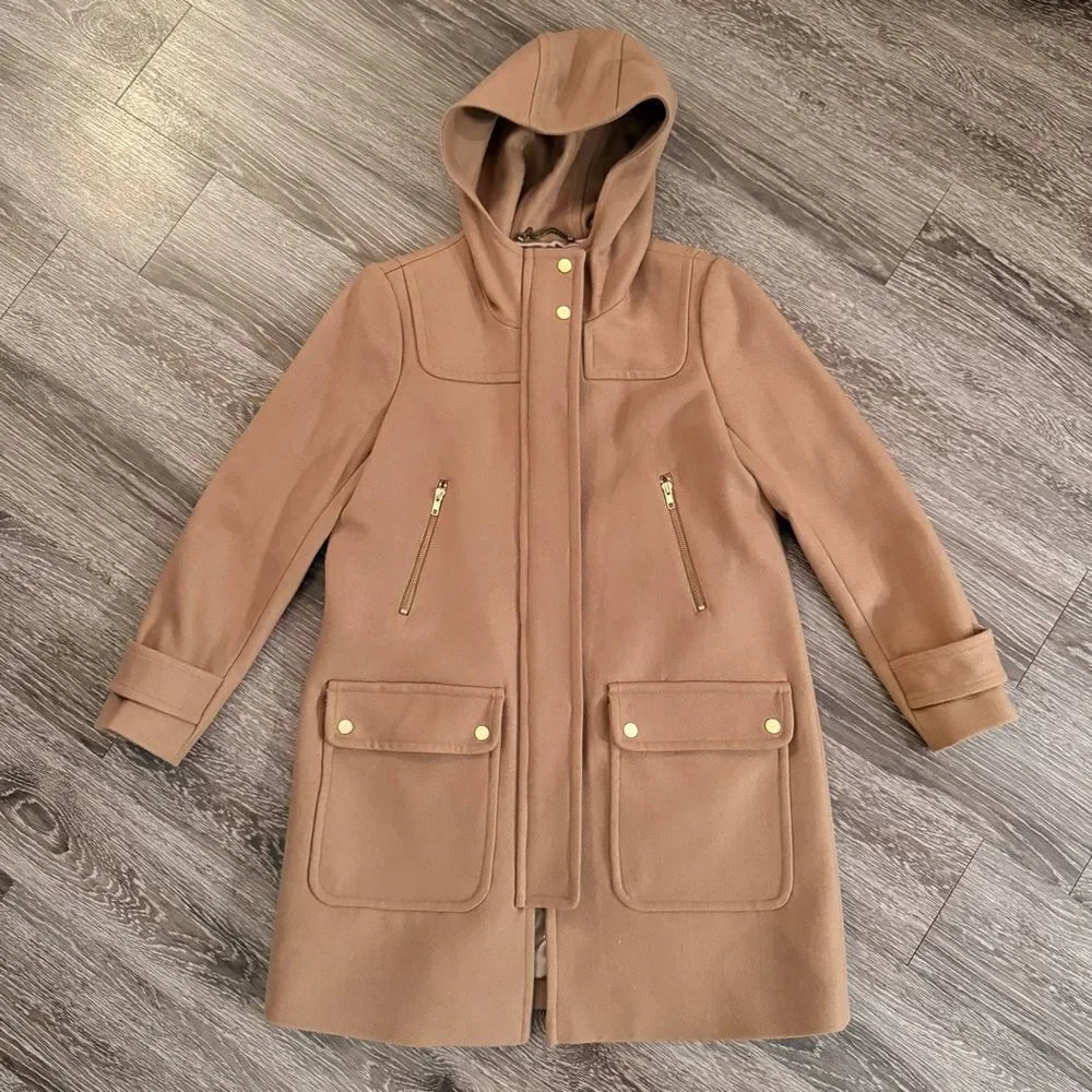 J. Crew Melton Wool Duffle Coat Size 8 Petite